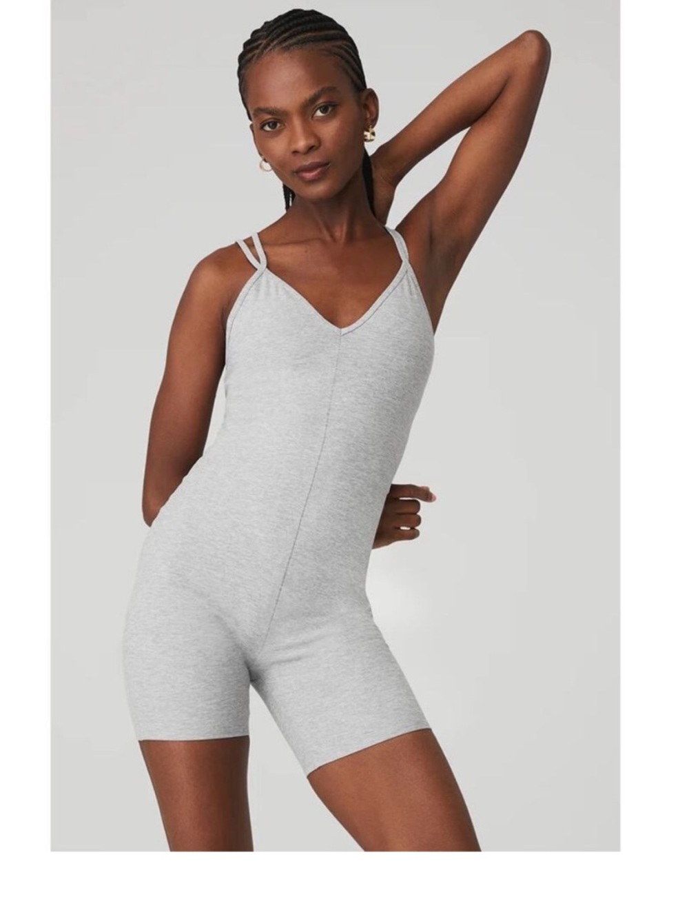 NEW! Alo Yoga Alosoft Suns Out Onesie Athletic Heather Grey Small Romper